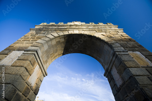 Triumphal arch, Alcantara Roman bridge, province of Caceres, autonomous community of Extremadura, southwestern Spain photo