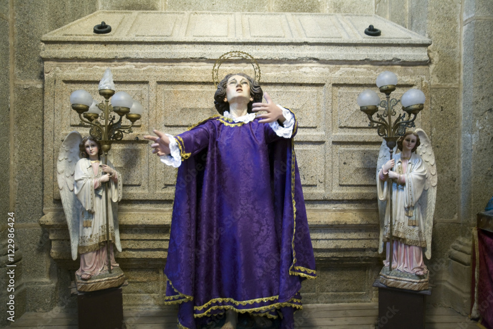 Fototapeta premium Saint and angels, church of Santos Martires San Fabian y san Sebastian, Brozas, Caceres, Spain