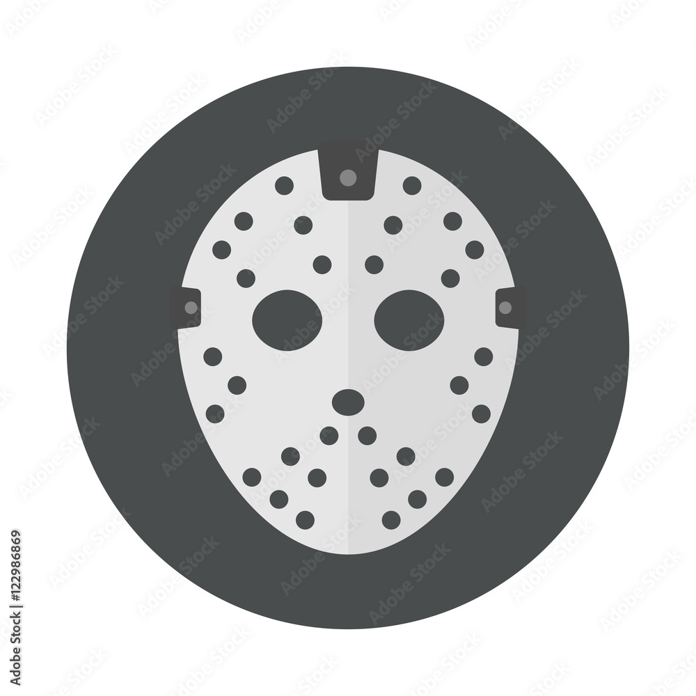 Fototapeta premium Icono plano mascara portero hockey color en circulo color gris