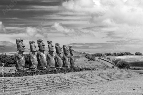 Moai statues on Easter Island photo