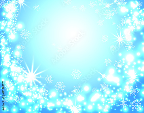 Winter background vector illustration. Christmas background with snowflakes. Merry Christmas and Happy New Year design. Wintertime concept. Holiday snowfall. Frost blue background