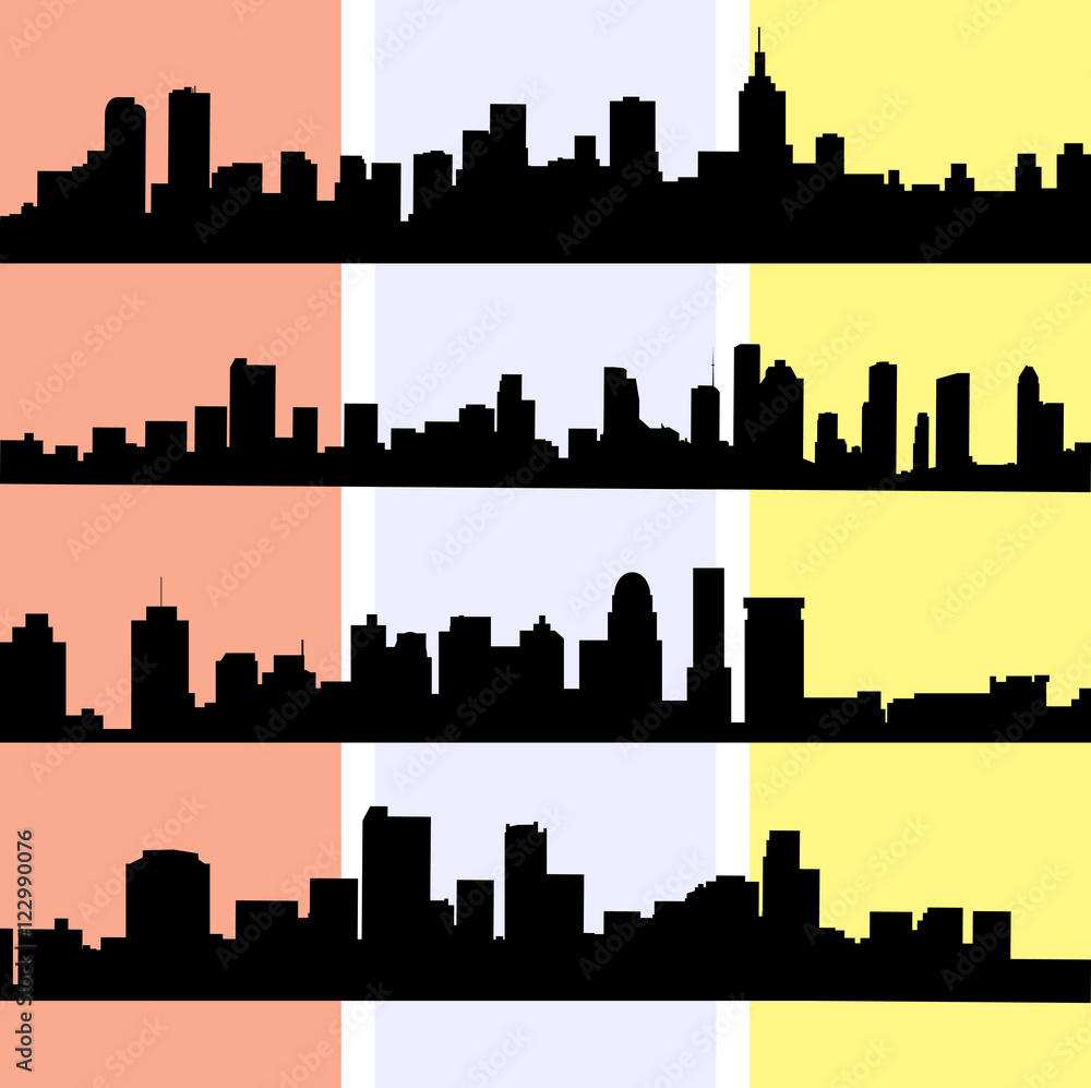 Detailed vector silhouettes of world cities