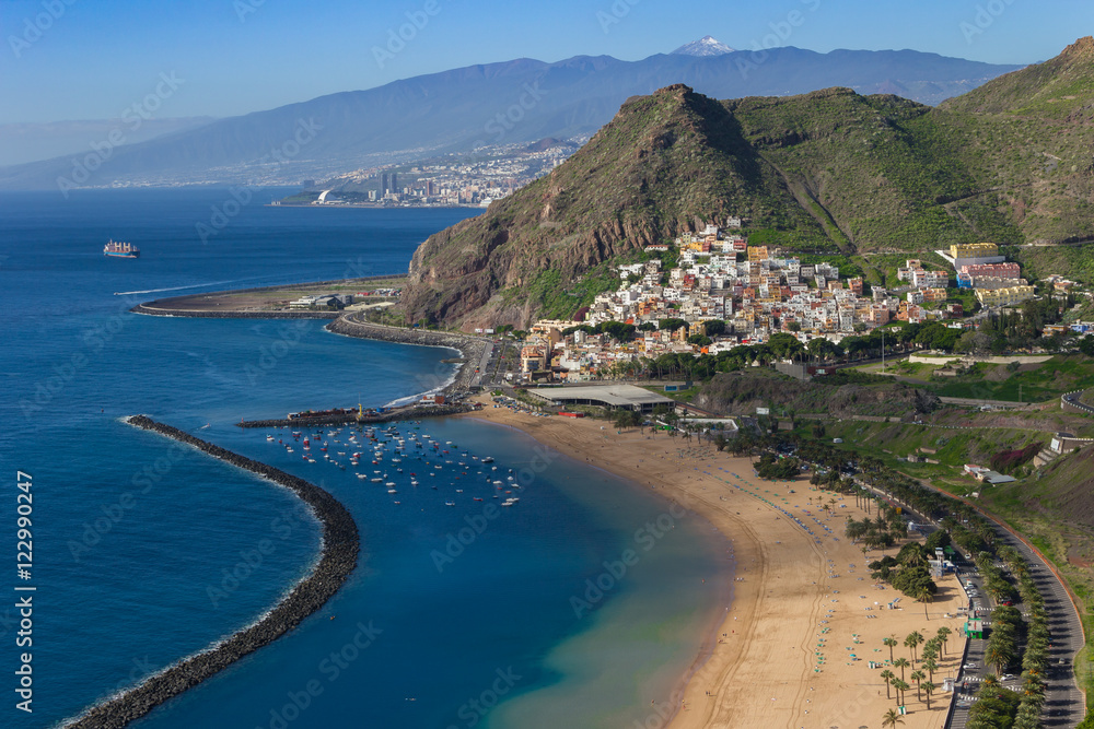 Sanny day in Teresitas beach. Santa Cruz de Tenerife. Canary islands. Spain