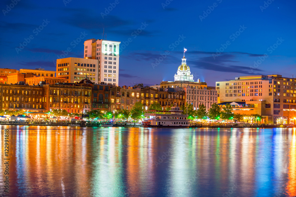 Historic District waterfront of Savannah, Georgia