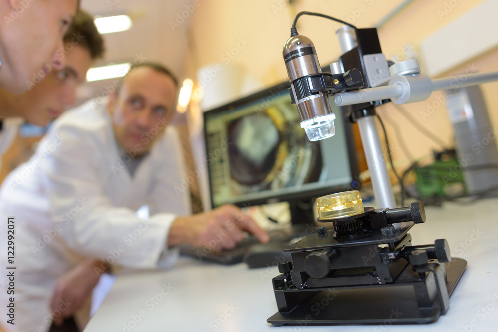 professor with students