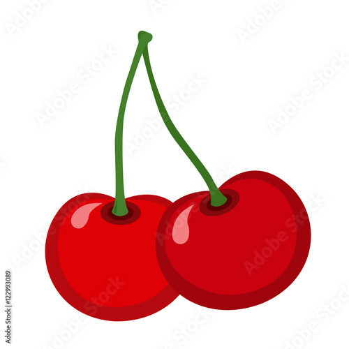 Cherry illustration in flat style. Isolated tasty berries.