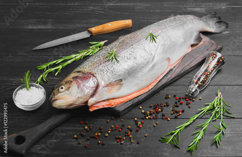 Cutting gutted red fish trout