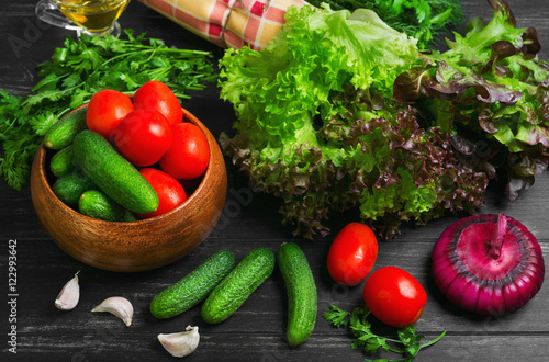 Ingredients for cooking vegetable salad