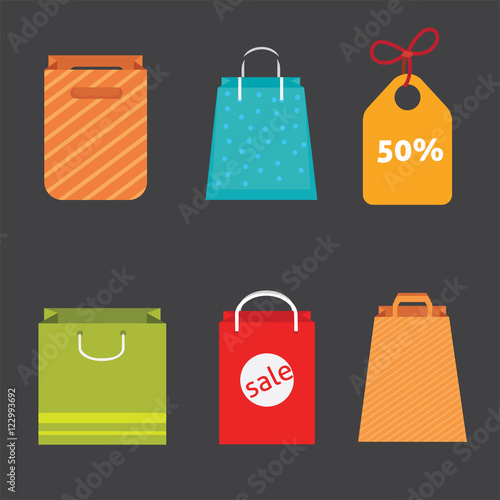 Best shopping with paper bags. Shop bag vector illustrtion