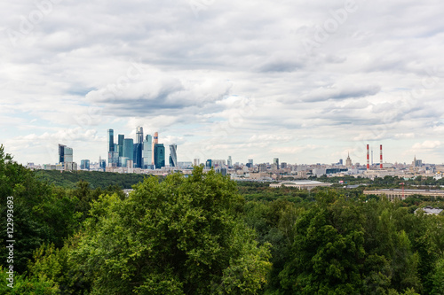 View of Moscow from a viewing platform on Sparrow Hills. Moscow. Russian Federation