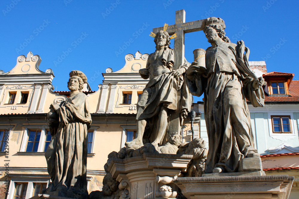 Obraz premium The Charles bridge is located in Prague, Czech Republic - statues.