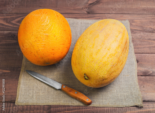 Two fresh ripe melon photo