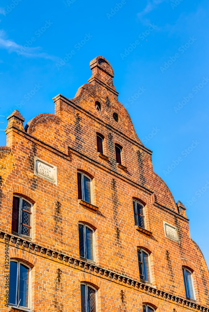 Obraz premium Traditional red brick stone house in Parchim