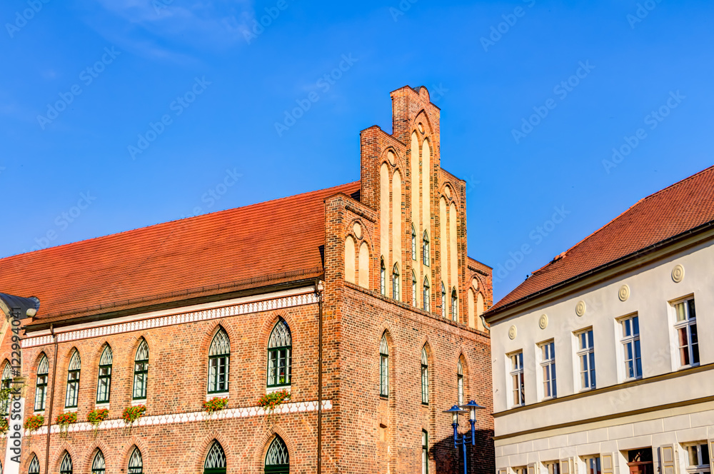 Rathaus am Schuhmarkt in der Altstadt von Parchim, Mecklenburg-Vorpommern
