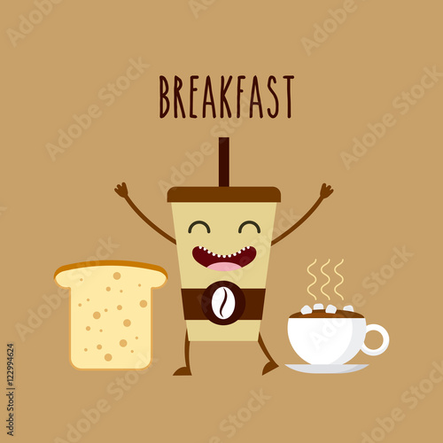 delicious and nutritive breakfast character vector illustration design