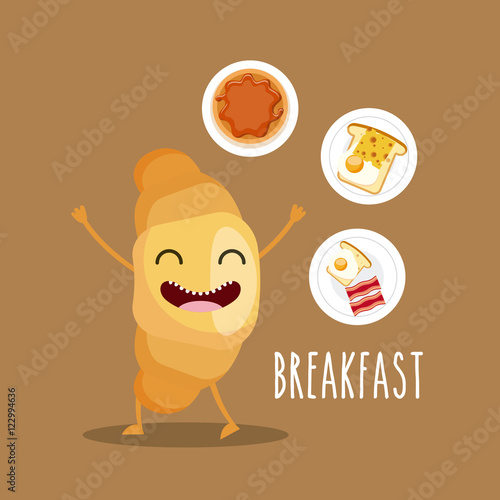 delicious and nutritive breakfast character vector illustration design