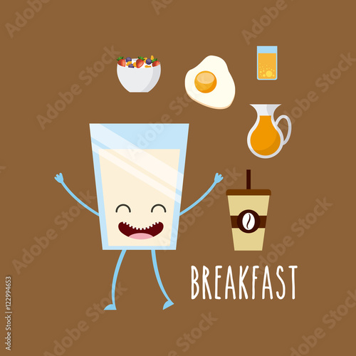 delicious and nutritive breakfast character vector illustration design