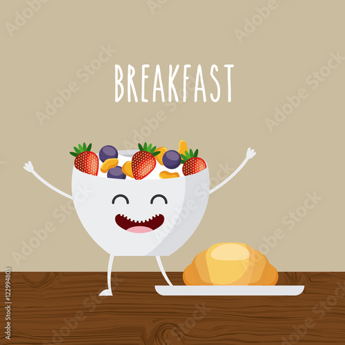 delicious and nutritive breakfast character vector illustration design