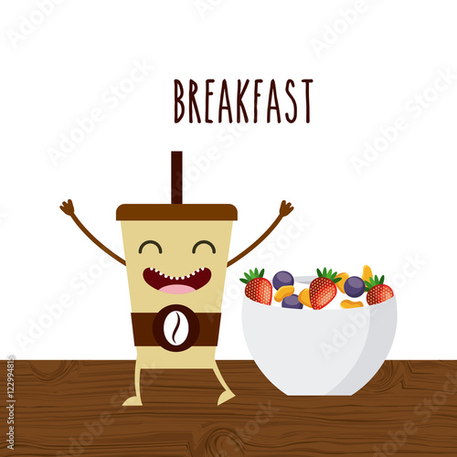 delicious and nutritive breakfast character vector illustration design