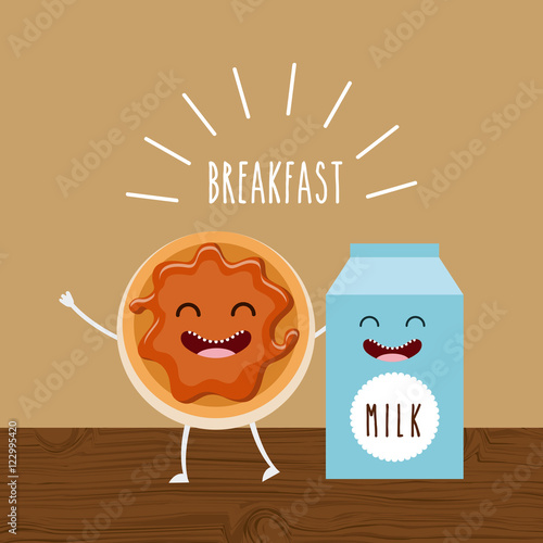 delicious and nutritive breakfast character vector illustration design