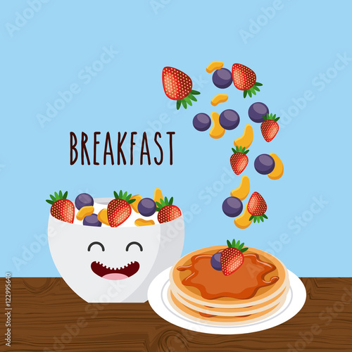 delicious and nutritive breakfast character vector illustration design