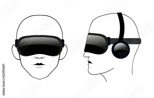 man with sleeping mask and headphones.