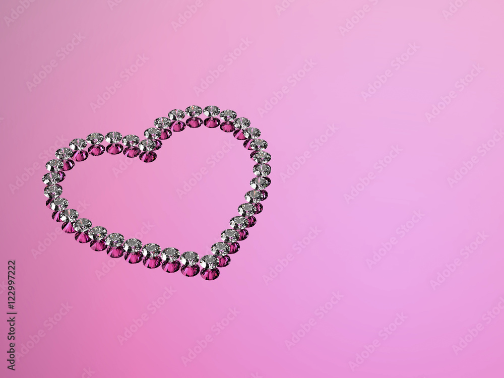 diamonds hearts stone on a pink background