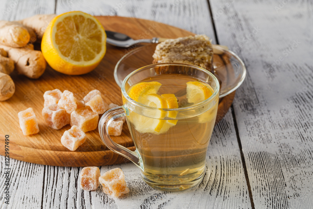 Tea with ginger and lemon Tea with ginger and lemon