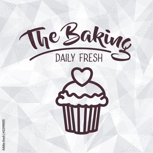 Muffin cupcake icon. Bakery food daily and fresh theme. Polygonal background. Vector illustration