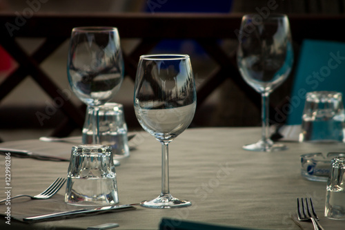 Three glasses waiting for guests
