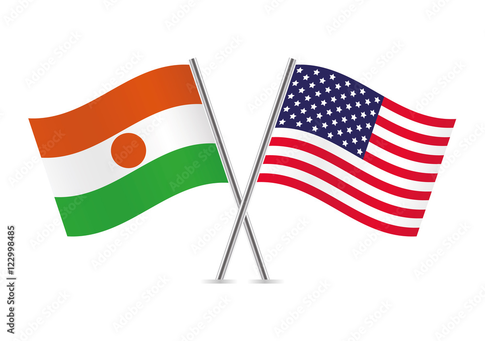 Niger and America flags. Vector illustration. Niger and America flags. Vector illustration.