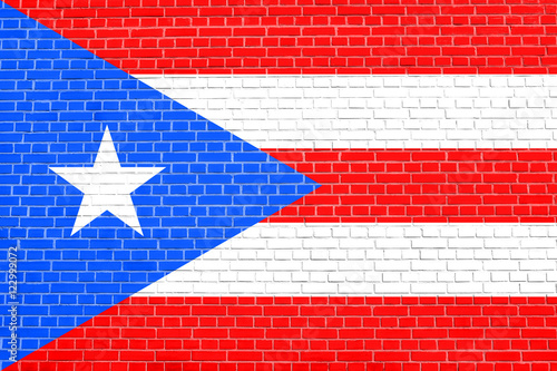 Flag of Puerto Rico, brick wall texture background