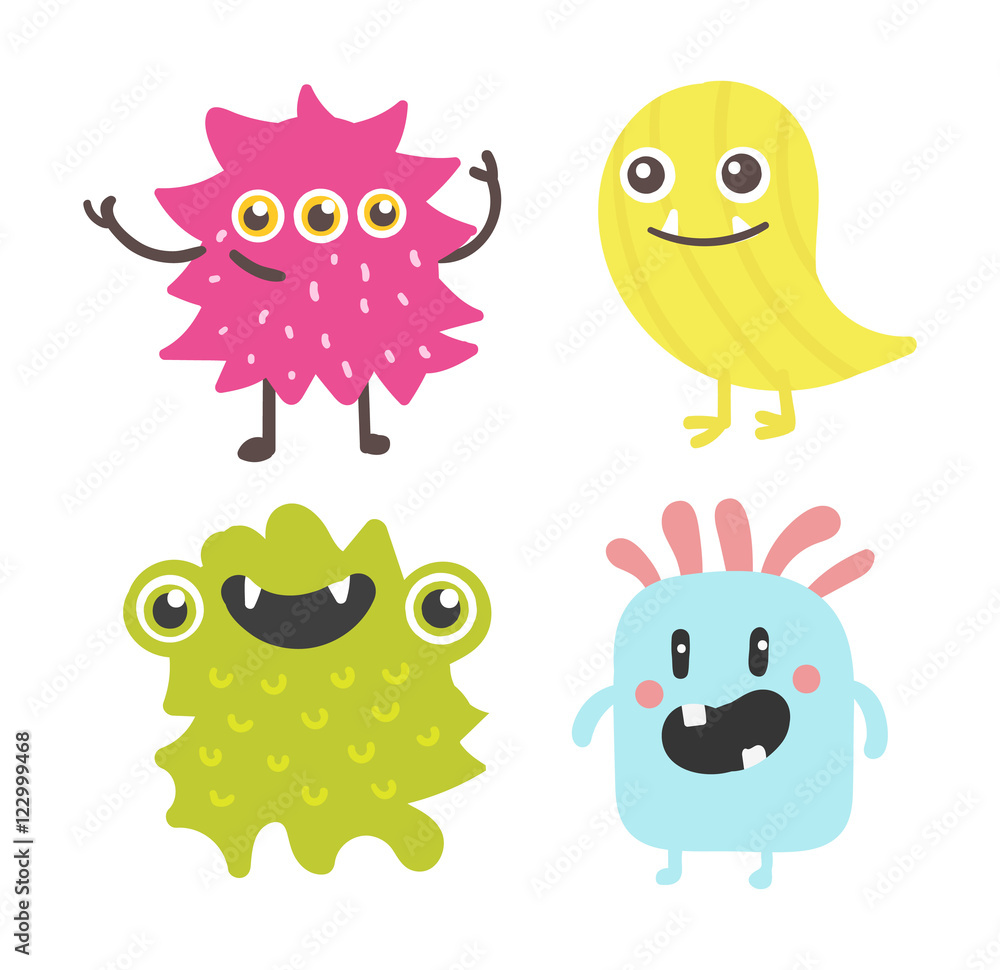 Cute monsters vector set. Cute monsters vector set.