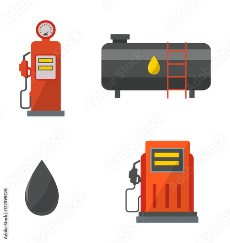 Gas oil station vector set.