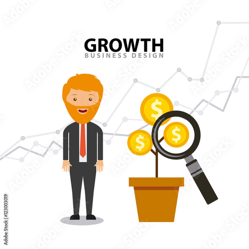 Business growth funds flat icons vector illustration design
