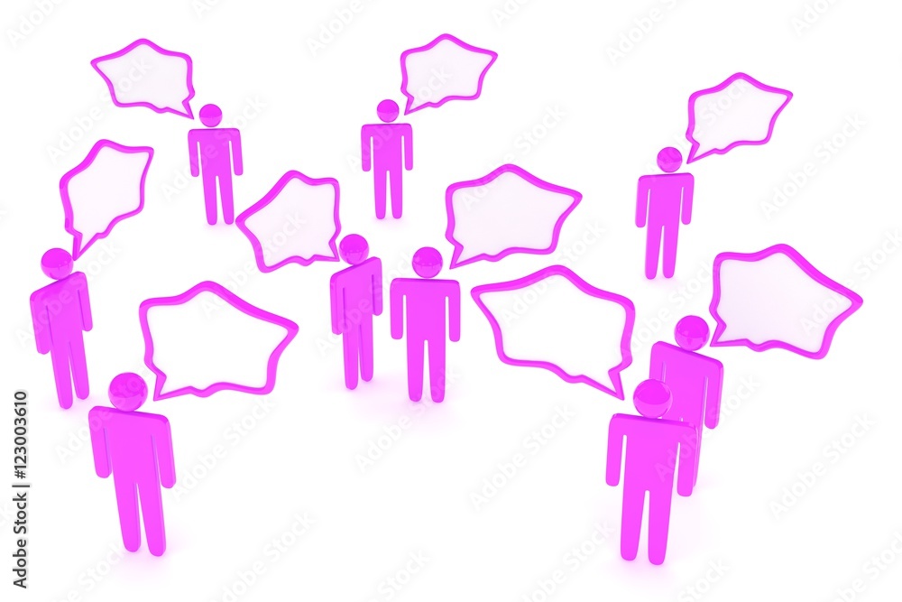 people with talk bubbles isolated over a white background. 3d rendering. people with talk bubbles isolated over a white background. 3d rendering.