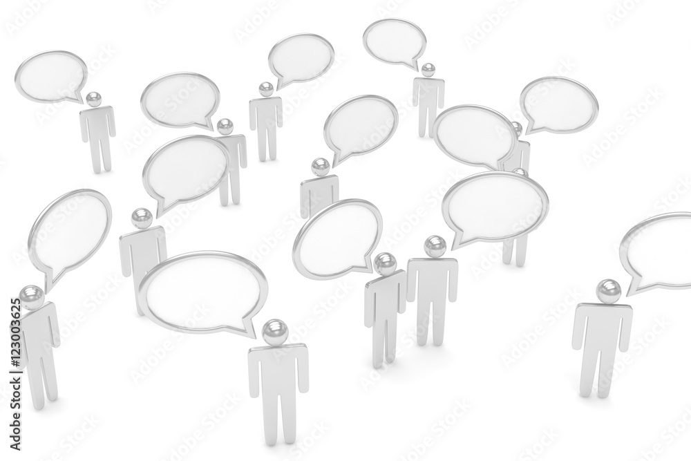 people with talk bubbles isolated over a white background. 3d rendering. people with talk bubbles isolated over a white background. 3d rendering.