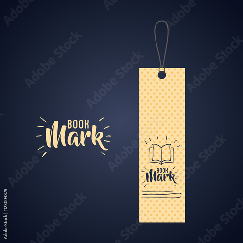 Bookmark label tag with book icon. Guidebook decoration reading and literature  theme. Colorful design. Vector illustration