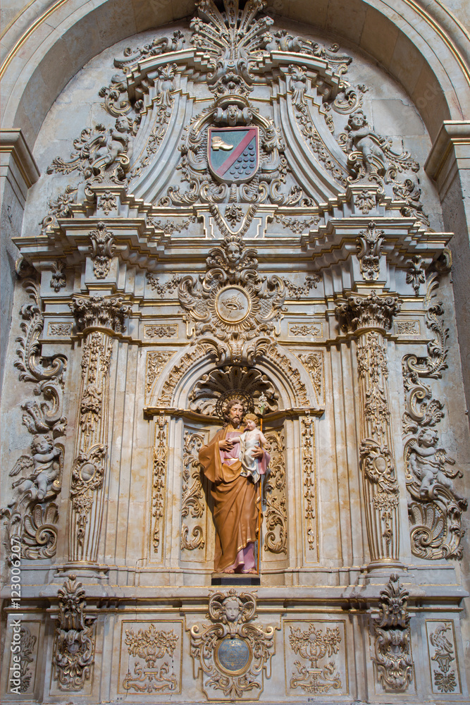 SALAMANCA, SPAIN, APRIL - 17, 2016: Baroque side altar of st. Joseph in church Capilla de San Francesco by unknown artist.