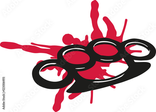 Brass knuckles with blood