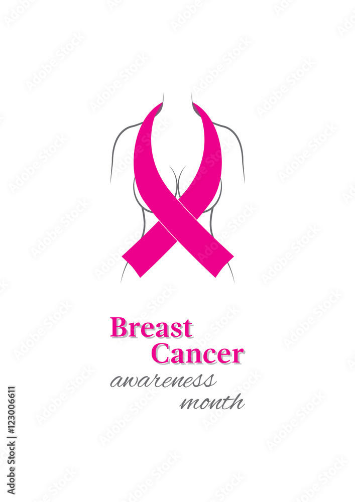 Pink ribbon, heallth concept of breast cancer awareness month