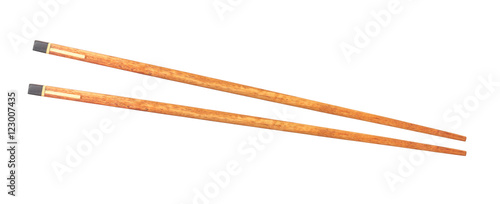 Pair of wood chopsticks isolated on white