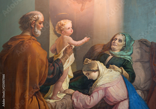 Fotografie BRESCIA, ITALY - MAY 21, 2016: The painting of Death of st