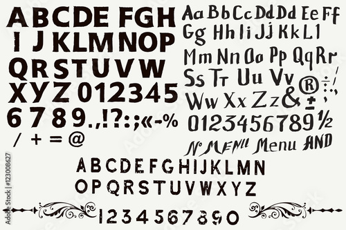 English  hand drawn ABC in creative vintage style