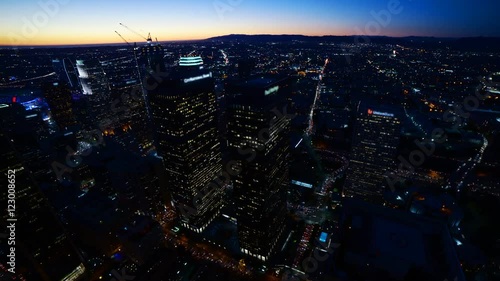 Wallpaper Mural Time Lapse of Twilight City Lights shot on Rooftop in Downtown LA -Pan Right- Torontodigital.ca
