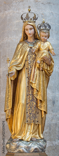 BRESCIA, ITALY - MAY 23, 2016: The carved polychrome statue of Madonna in church Chiesa di Santa Maria del Carmine by unknown artist.