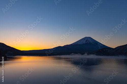 Mt.Fuji at Lake Motosu in winter morning