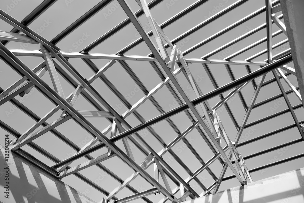 Structure of steel roof. Structure of steel roof.