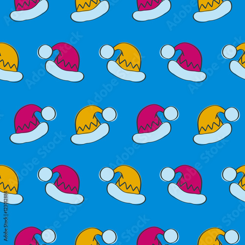 Seamless Pattern with Santa Claus Hats
