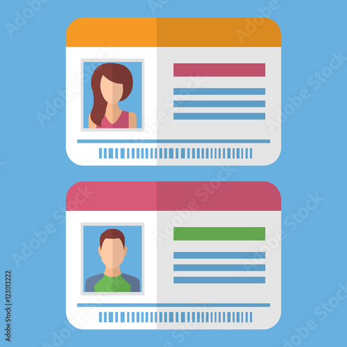 Id cards template with man and woman photo